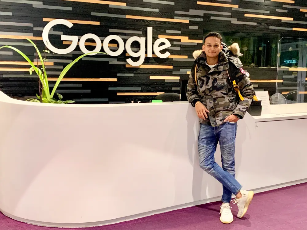 Shubham on his first day at Google